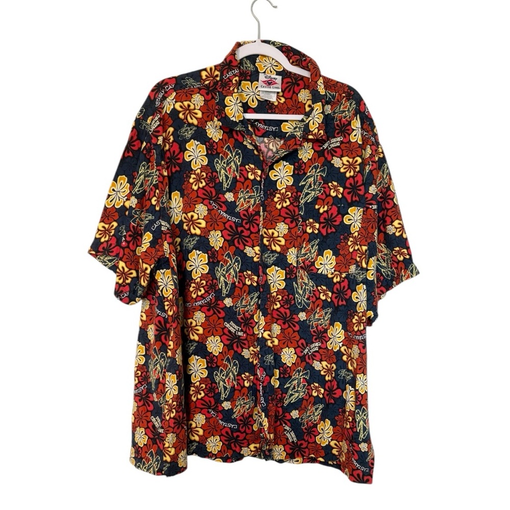 Disney Cruise Line Tropical Hawaiian Men's Camp Shirt Button Front Casual Sz XXL